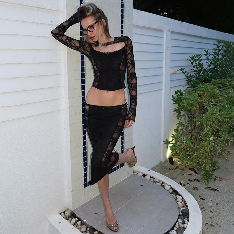 The Arlette Lace Vest & Skirt Set