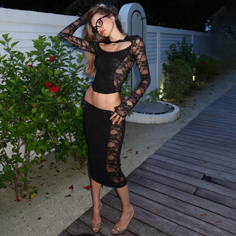 The Arlette Lace Vest & Skirt Set