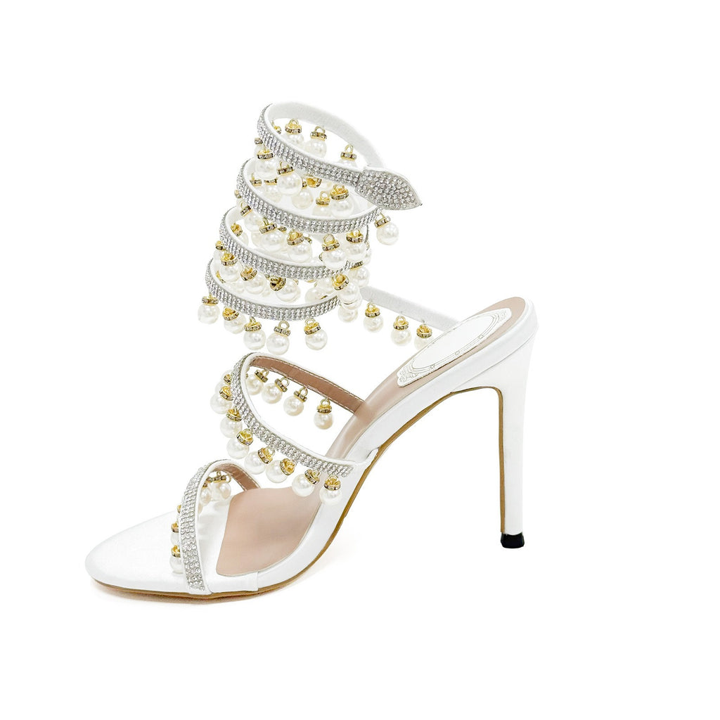 The Ophelia Rhinestone & Pearl Stiletto Sandals