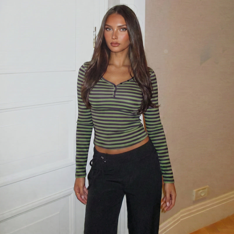 The Naomi Striped Contrast Long-Sleeve Top