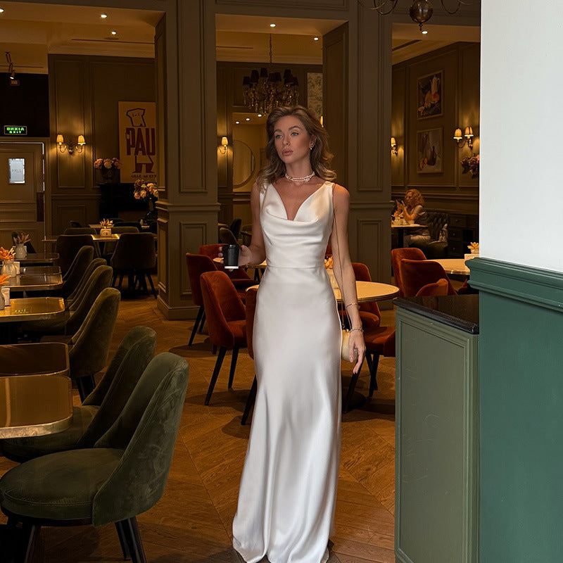 The Kaia V-Neck Satin Dress