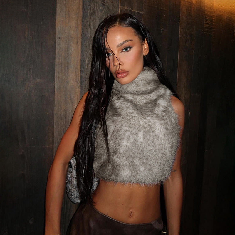 The Dalia Zip-Up Cropped Knit Vest