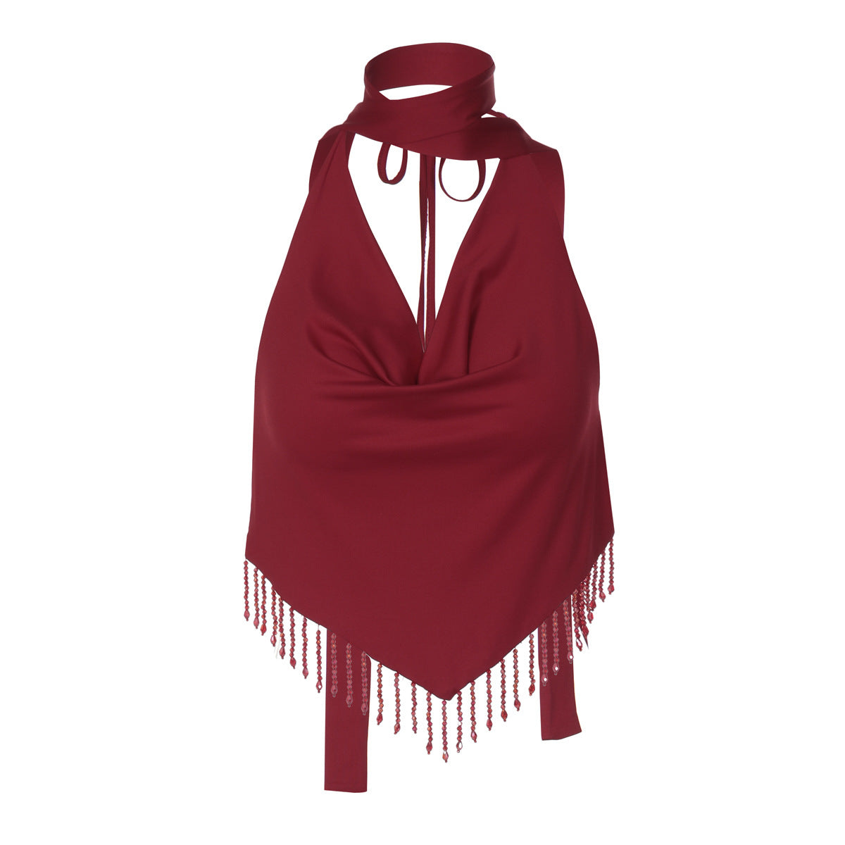 The Nyla Tassel-Detail Cutout Lace-Up Top