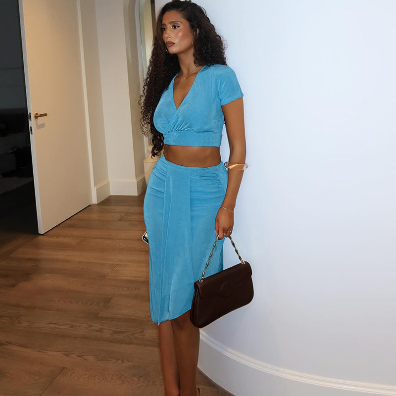 The Ariella V-Neck Top & Skirt Set