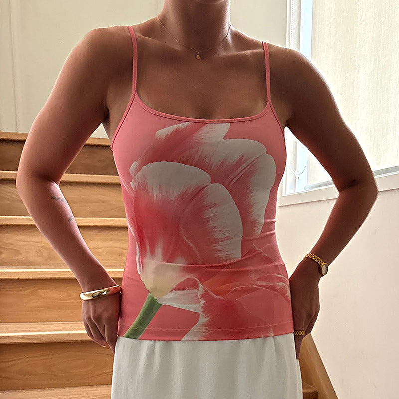 The Junia Contrast-Print Strappy Top