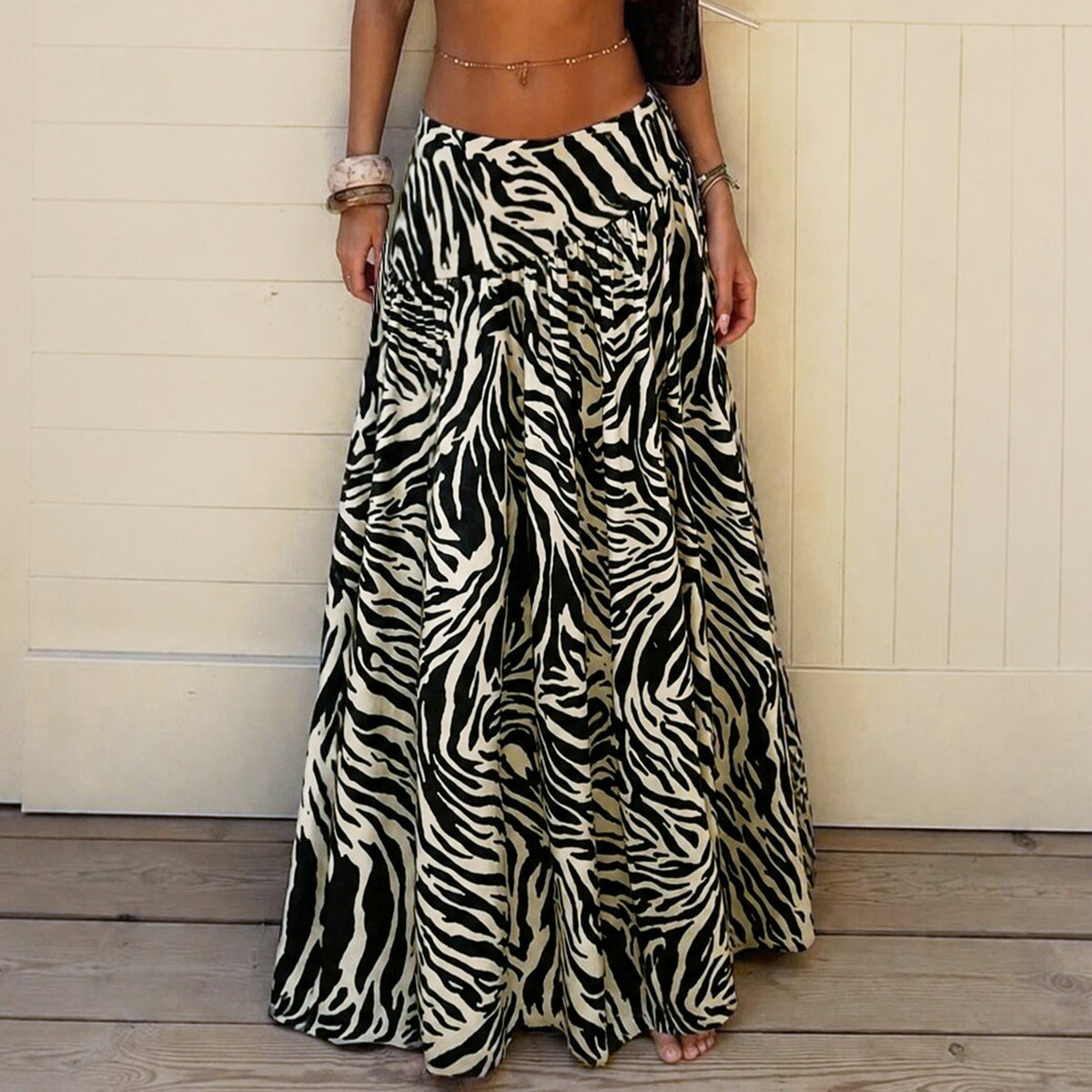The Mira Zebra-Print A-Line Vacation Skirt