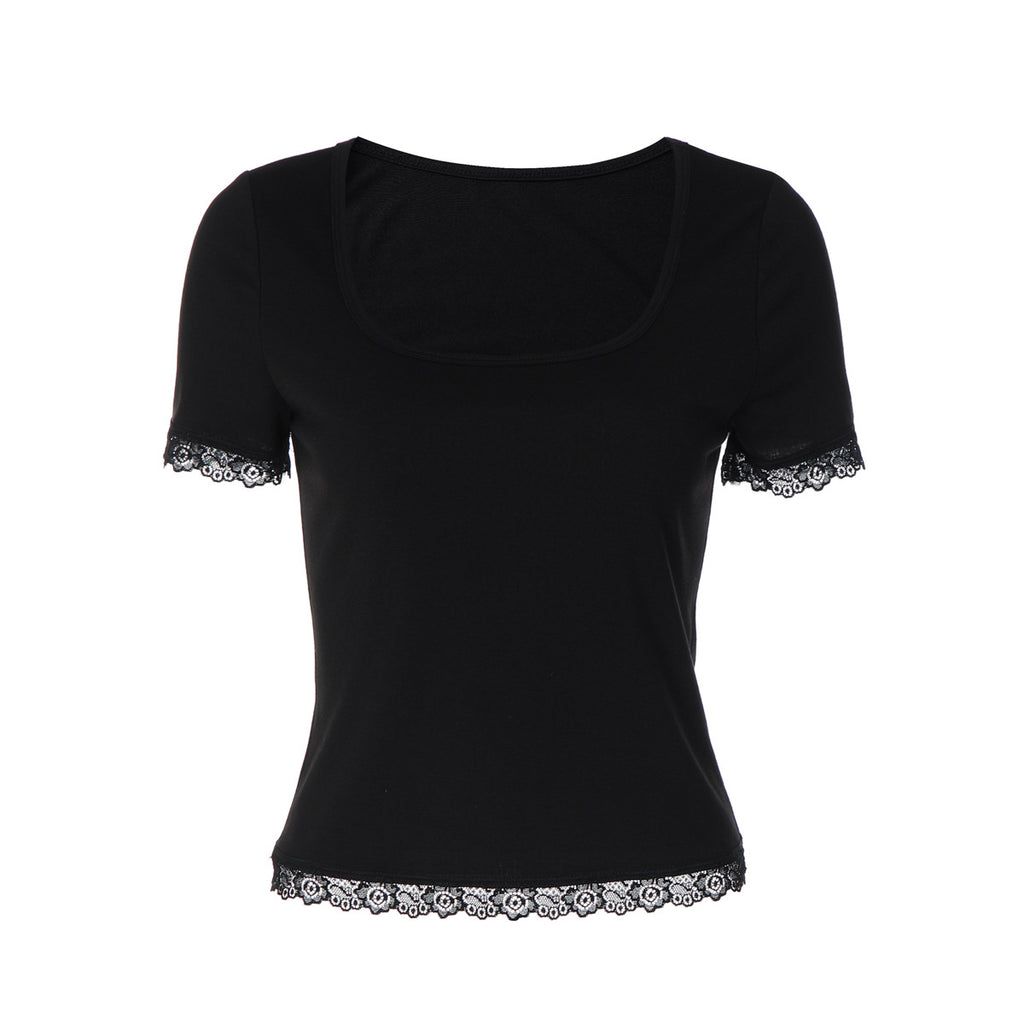 The Liora Lace-Trim U-Neck Tee